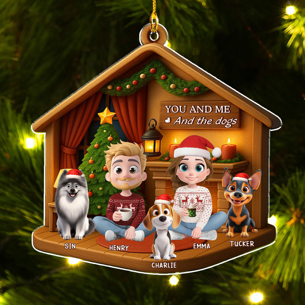 Custom Christmas Decor Home Birthday Gifts For Dog Lovers • Joyful Home Forever Now - Personalized 3D Effect Acrylic Ornament