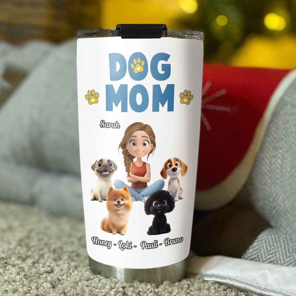 Custom Christmas Birthday Gifts For Pet Lovers • Girl And Dog Cartoon Style Version 2 - Personalized Tumbler