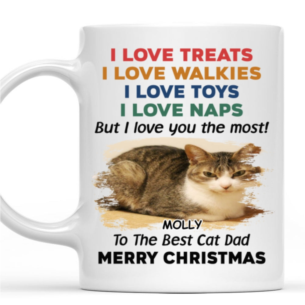 Custom Photo Christmas Birthday Gifts For Cat Lovers • Cats Love You Snow Ver Photo - Personalized Coffee Mug