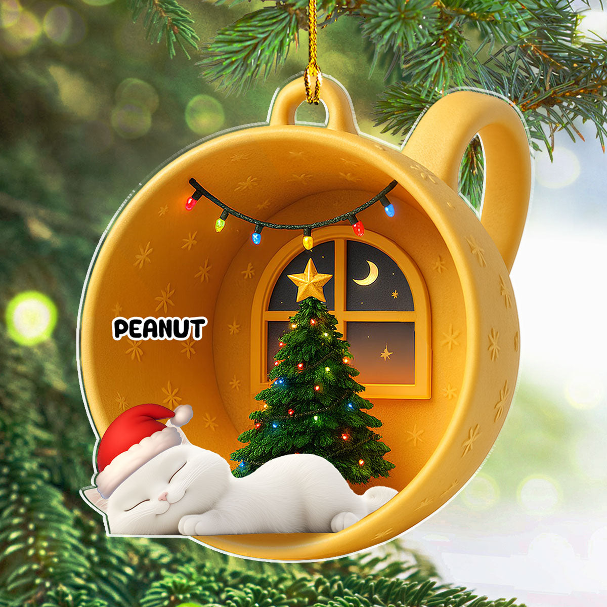 Custom Christmas Decor Home Birthday Gifts For Cat Lovers • Sleeping Cat Cupcake - Personalized Acrylic Ornament