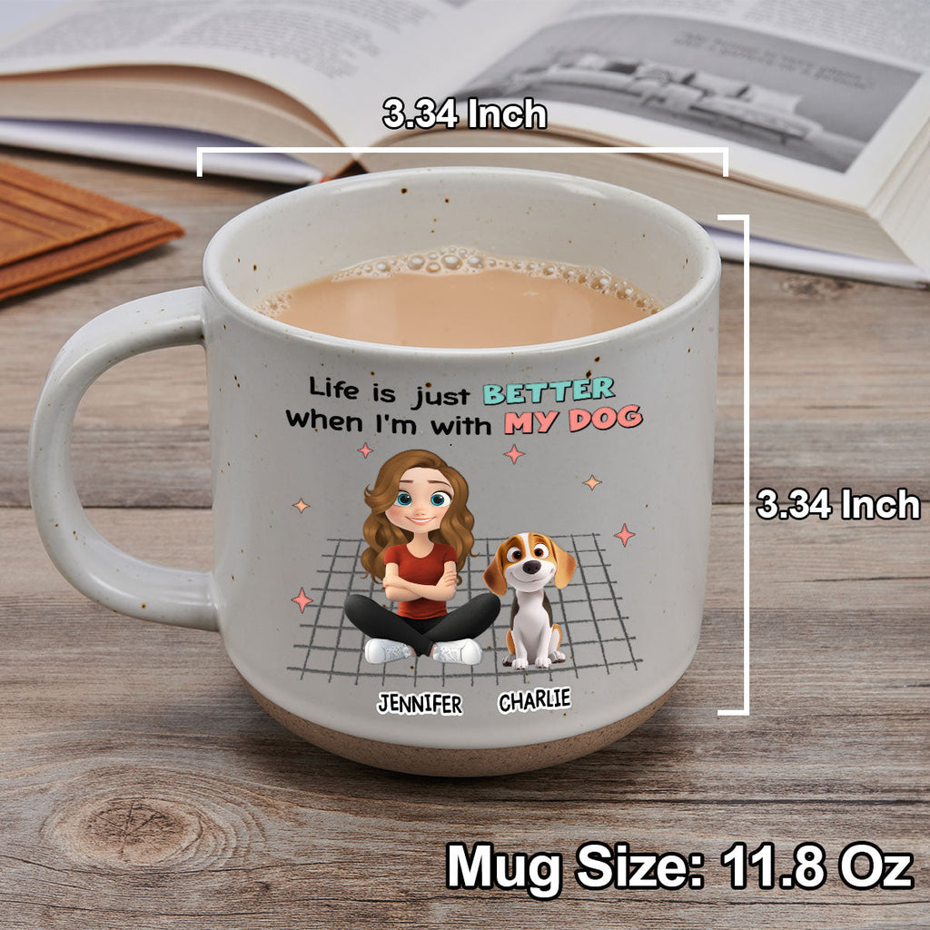 Custom Christmas Birthday Gifts For Dog Lovers • Life Is Just Better With My Dogs - Personalized Pottery Mug
