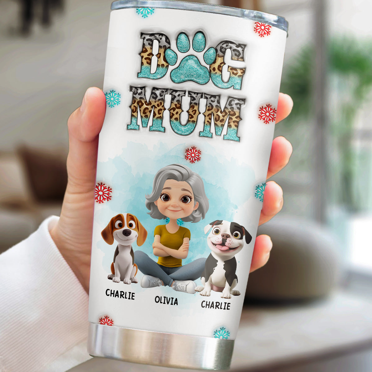 Custom Christmas Birthday Gifts For Dog Mom, Dog Lovers • Under The Winter Sky - Personalized 3D Effect Tumbler