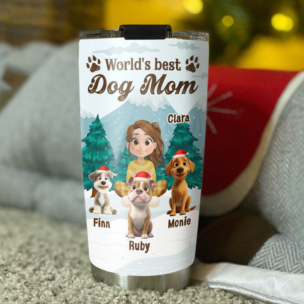 Custom Christmas Birthday Gifts For Dog Mom, Dog Lovers • Winter View From Dog Mom - Personalized Tumbler