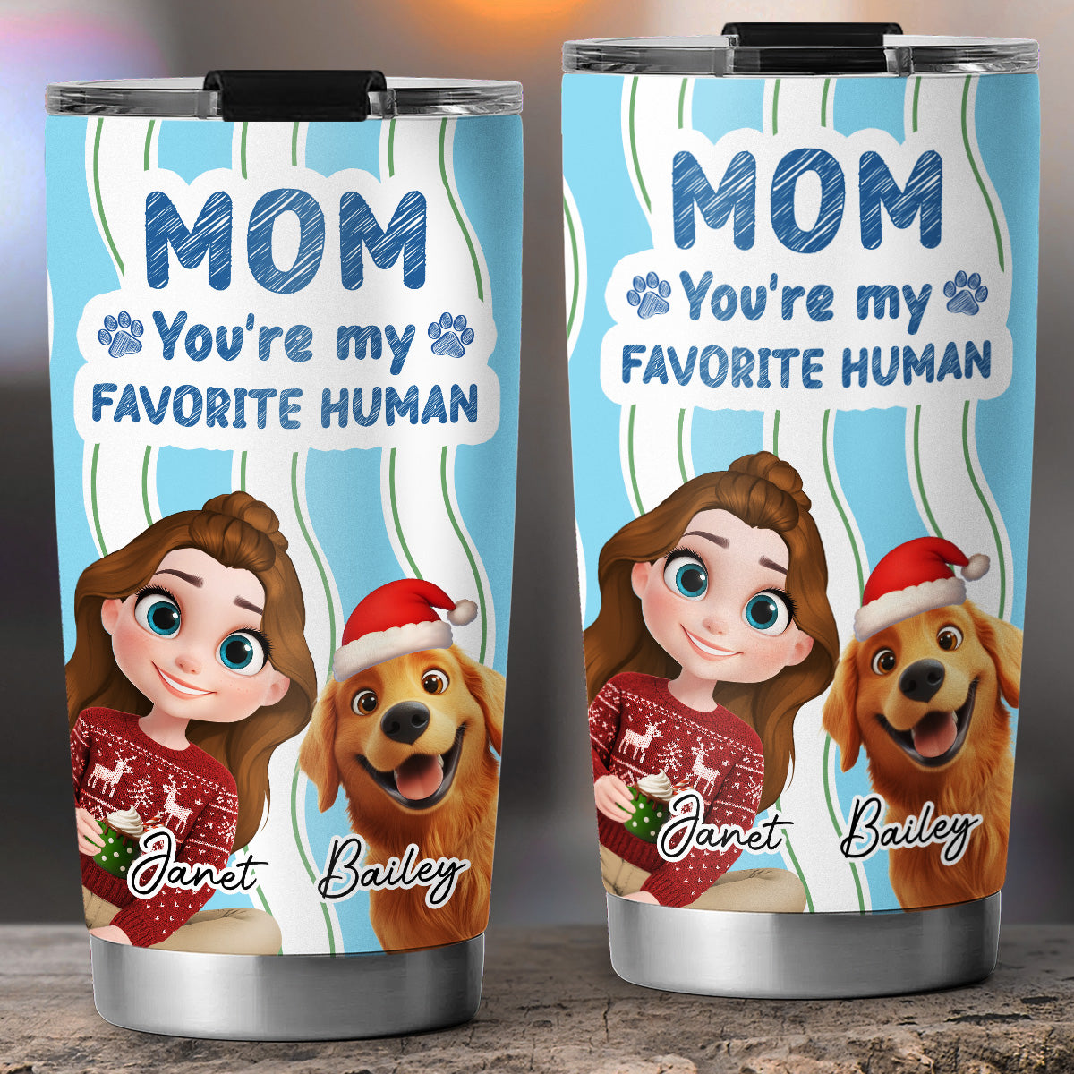 Custom Christmas Birthday Gifts For Dog Mom, Dog Lovers • Favorite Christmas Dog Mom - Personalized Tumbler