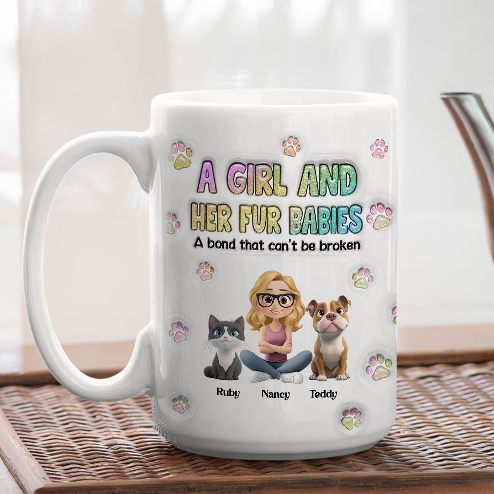 Custom Christmas Birthday Gifts For Dog Mom, Dog Lovers • A Girl And Her Fur Babies - Personalized 3D Inflated Effect Mug