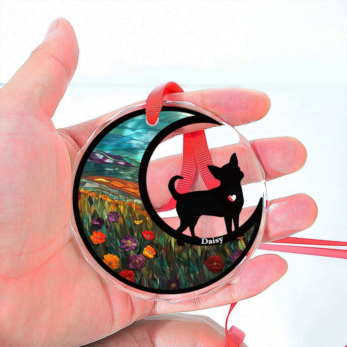 Custom Christmas Memorial Sympathy Gifts For Dogs, Cats • Do Not Cry Because It Is Over - Personalized Glass Ornament