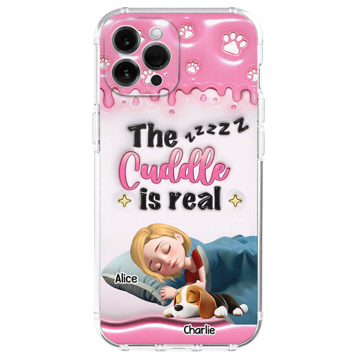 Happy With My Babies - Personalized 3D Inflated Effect Phone Case