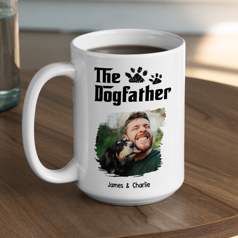 Custom Photo Father's day Birthday Gifts For Dog Dad, Dog Lovers • White Cool Dog Father Photo - Personalized Coffee Mug