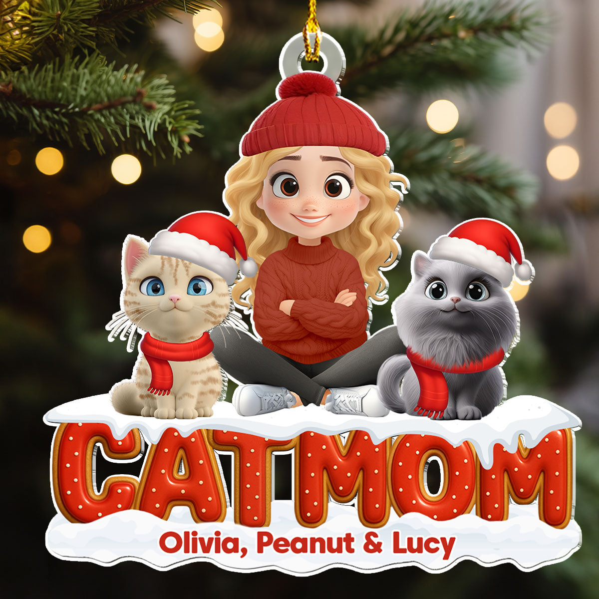 Custom Christmas Decor Home Birthday Gifts For Cat Lovers • Our Unbroken Bond Cat Ver - Personalized 3D Effect Acrylic Ornament