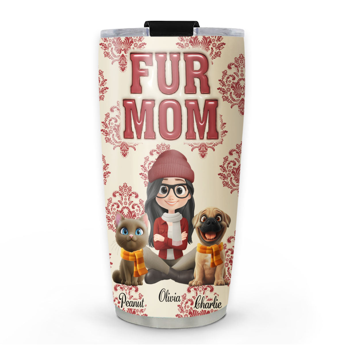Custom Christmas Birthday Gifts For Pet Mom, Pet Lovers • Queen Of Pets - Personalized 3D Inflated Effect Tumbler
