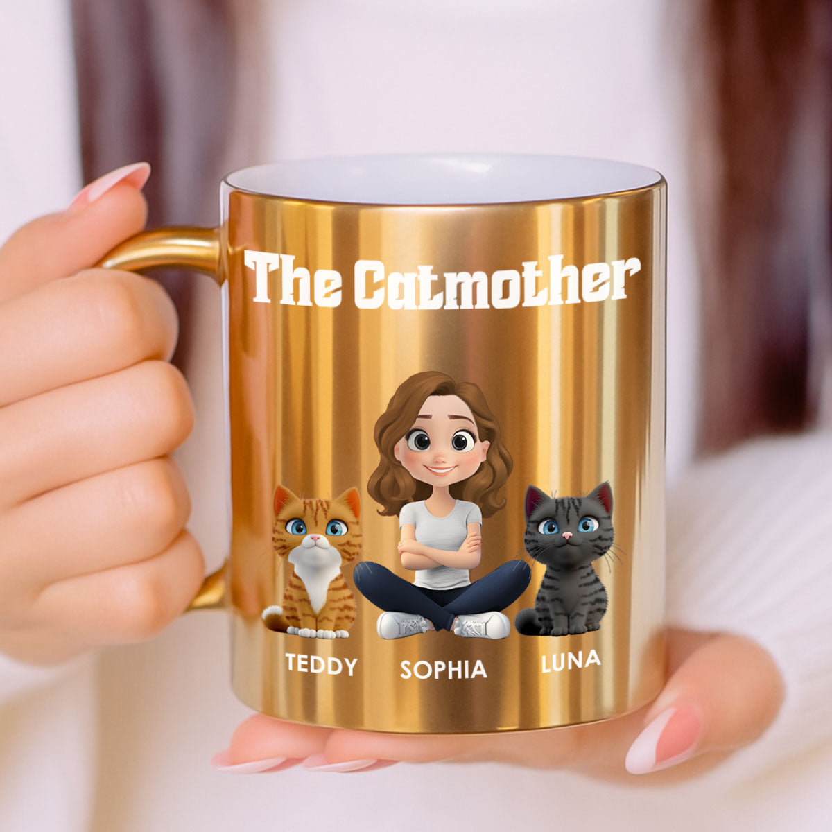 Custom Christmas Birthday Gifts For Cat Mom, Cat Lovers • Cat Mom Luxury - Personalized Metallic Mug