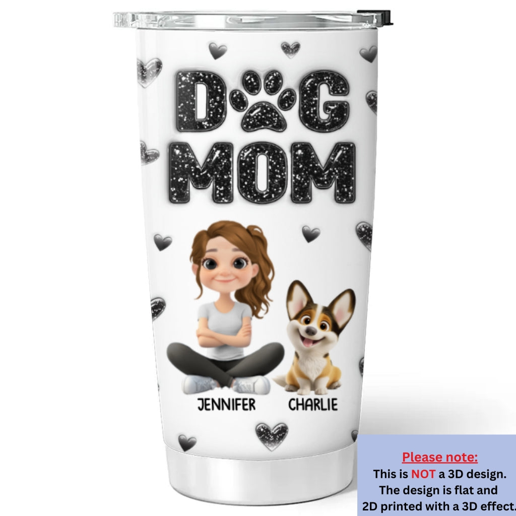 Custom Christmas Birthday Gifts For Dog Mom, Dog Lovers • Adore You - Personalized 3D Inflated Effect Tumbler