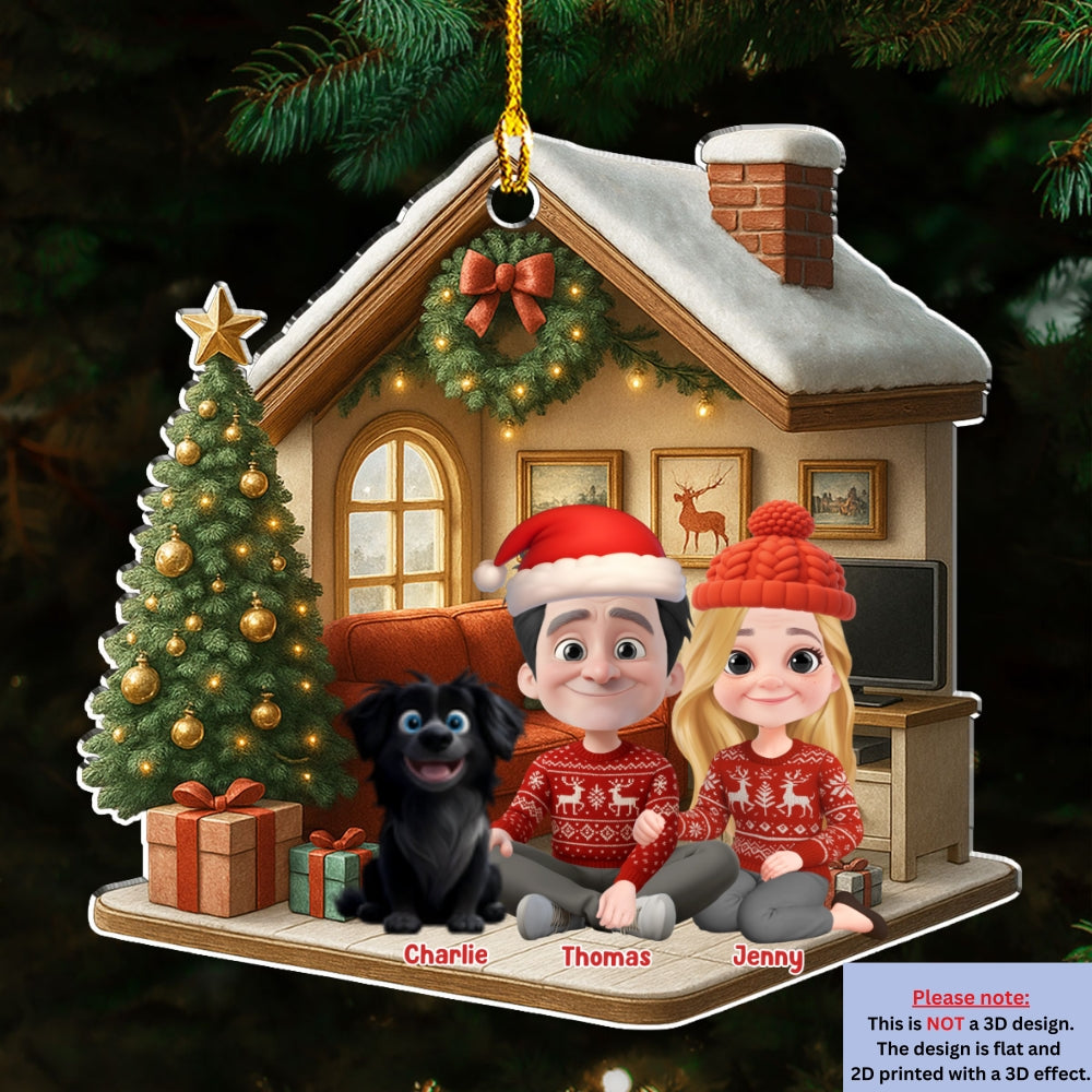 Custom Christmas Decor Home Birthday Gifts For Pet Lovers • Under One Roof With Them - Personalized 3D Effect Acrylic Ornament