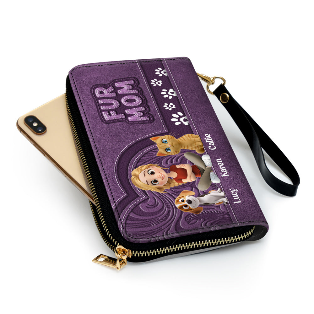 Chibi Cartoon Pet Mom - Personalized Leather Wallet
