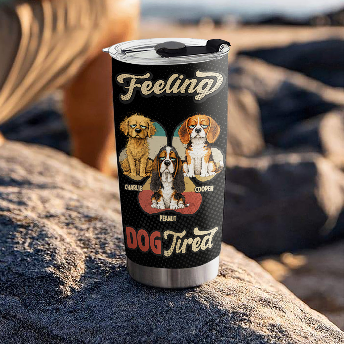 Custom Christmas Birthday Gifts For Dog Lovers • Feeling Tired Tired - Personalized Tumbler