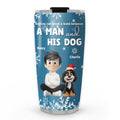 Custom Christmas Birthday Gifts For Dog Dad, Dog Lovers • White Christmas Dad Ver - Personalized Tumbler