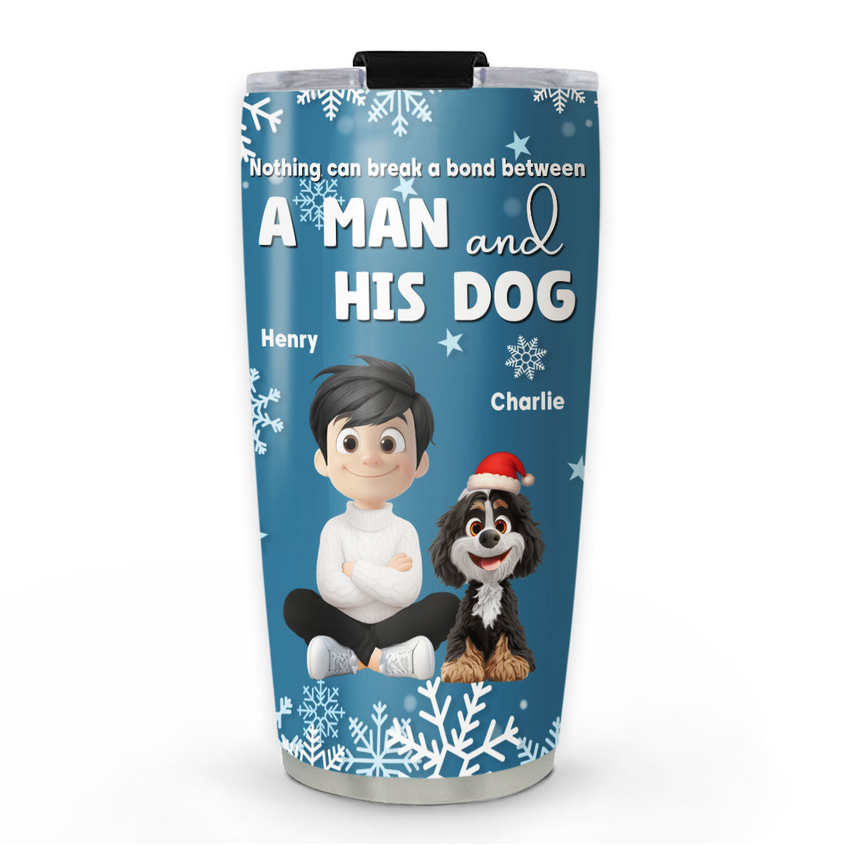 Custom Christmas Birthday Gifts For Dog Dad, Dog Lovers • White Christmas Dad Ver - Personalized Tumbler