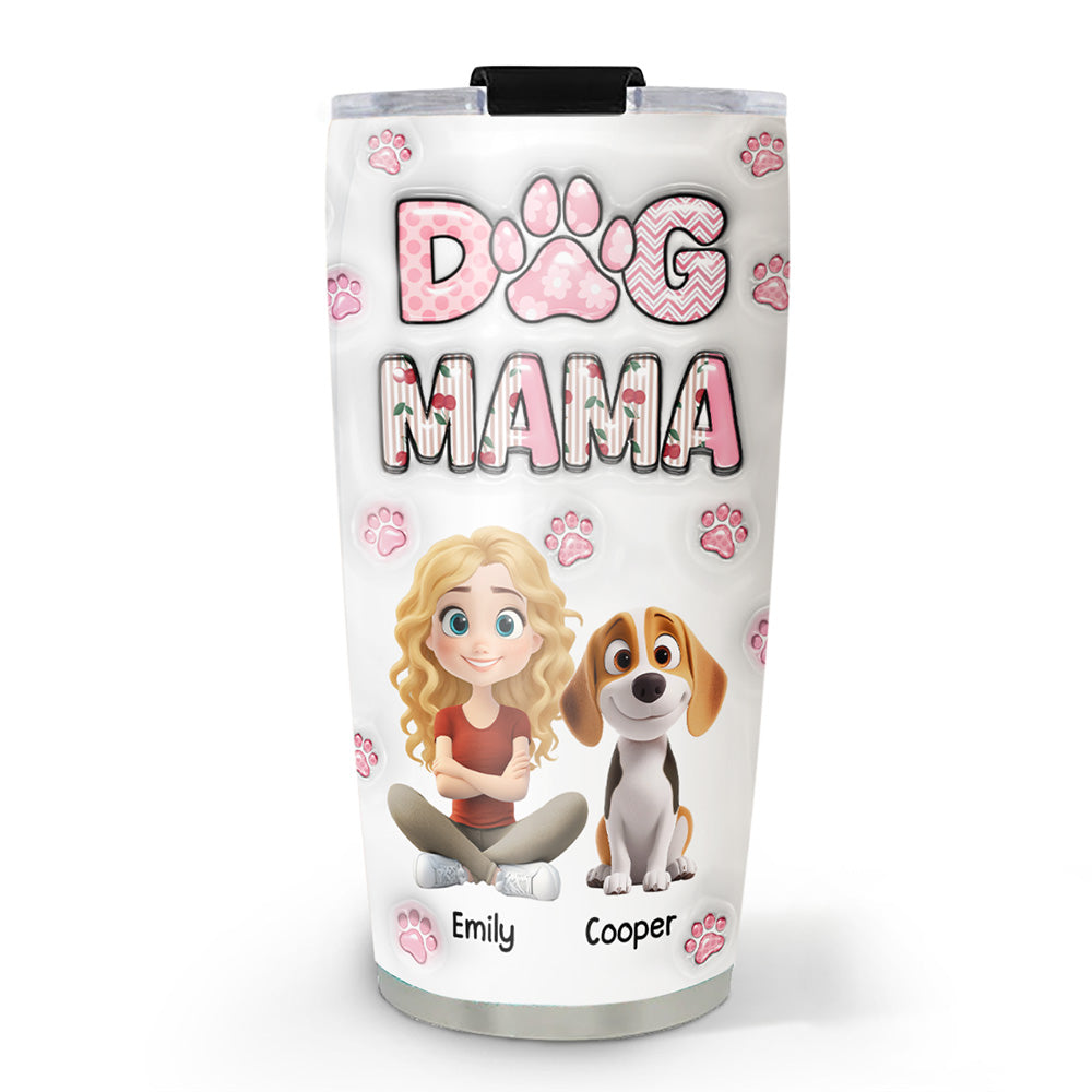 Custom Christmas Birthday Gifts For Dog Mom, Dog Lovers • Cherry On Top Version 2 - Personalized 3D Inflated Effect Tumbler