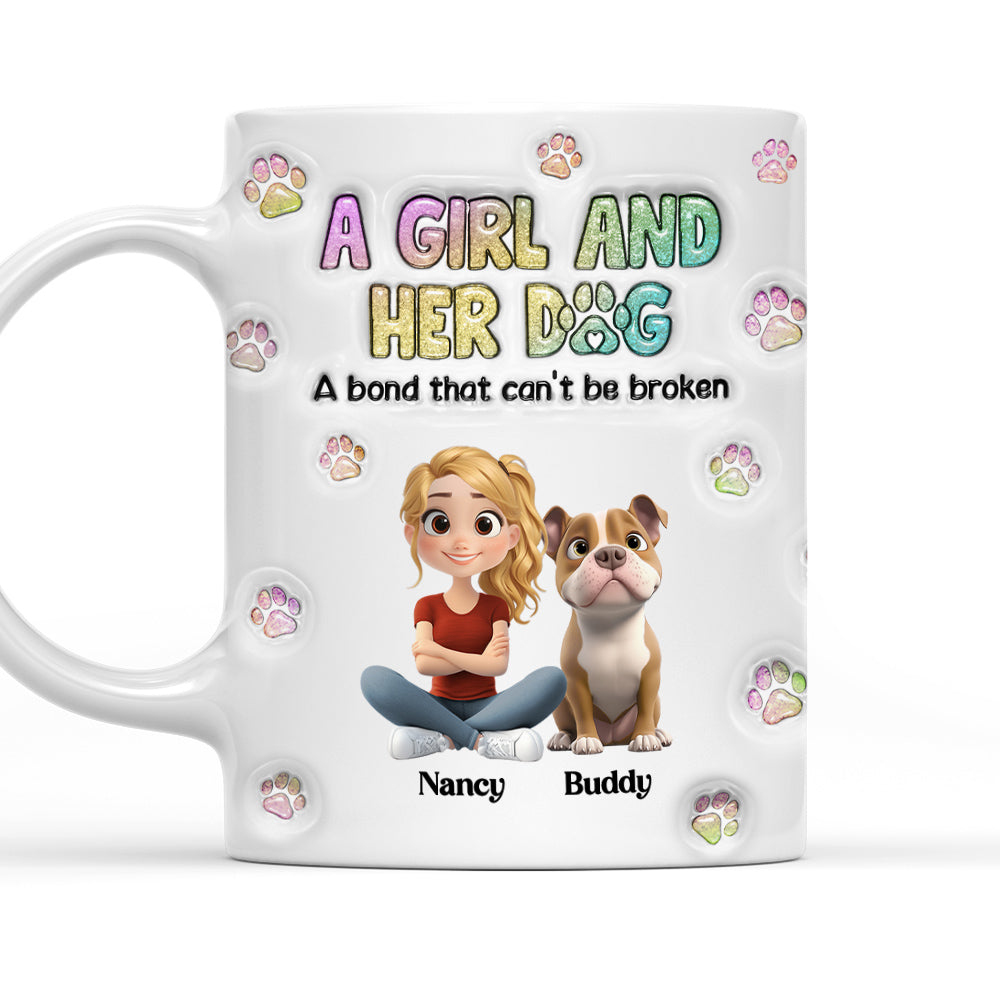 Custom Christmas Birthday Gifts For Dog Mom, Dog Lovers • A Girl And Her Dog - Personalized 3D Inflated Effect Mug