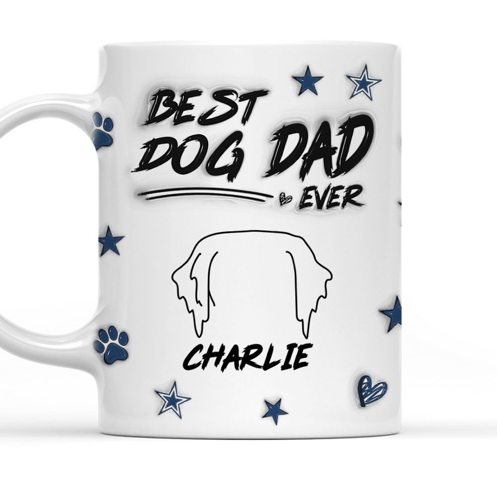 Custom Christmas Birthday Gifts For Pet Dad, Pet Lovers • Best Dog Dad Line - Personalized 3D Inflated Effect Mug