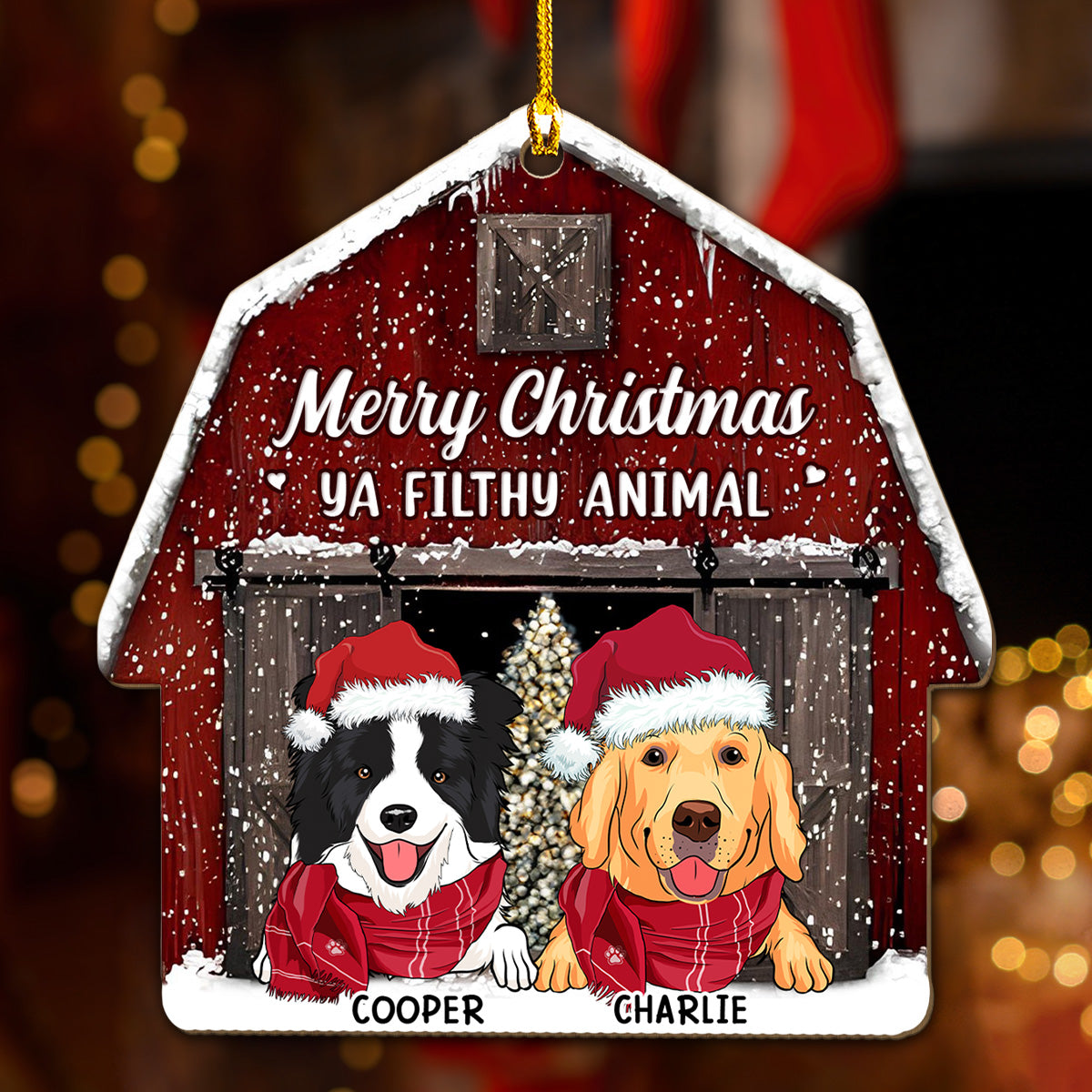 Custom Christmas Decor Home Birthday Gifts For Dog Lovers • A Furry Little Christmas - Personalized Wood Ornament