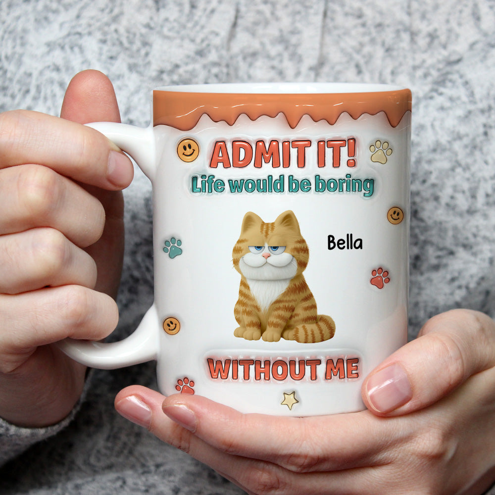 Custom Christmas Birthday Gifts For Cat Lovers • Admit It Chunky Cat - Personalized 3D Inflated Effect Coffee Mug