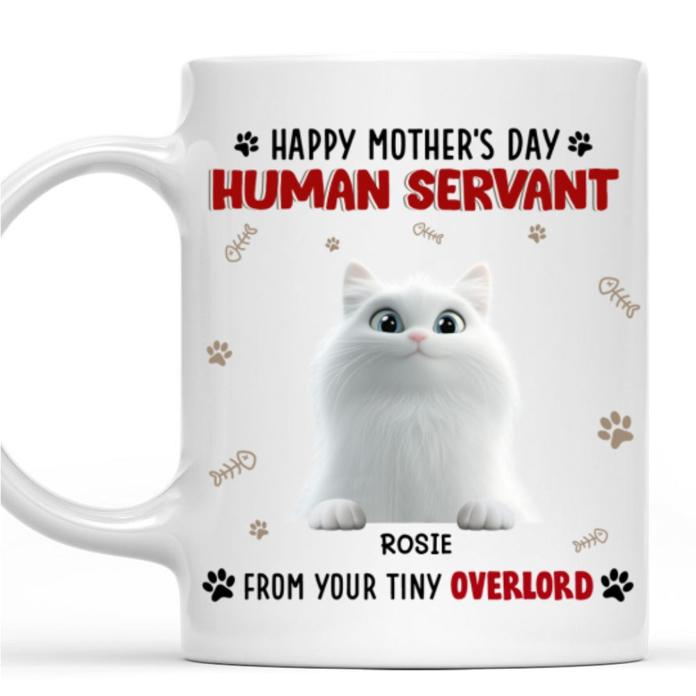 Custom Christmas Birthday Gifts For Cat Lovers • Happy Human Servant - Personalized Coffee Mug