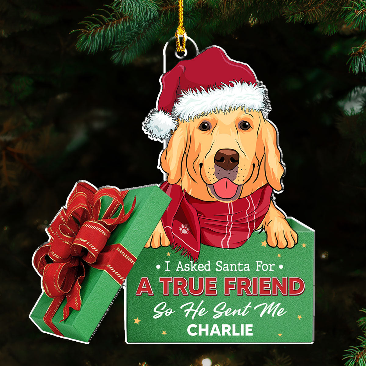 Custom Christmas Decor Home Birthday Gifts For Dog Lovers • A True Friend - Personalized Acrylic Ornament