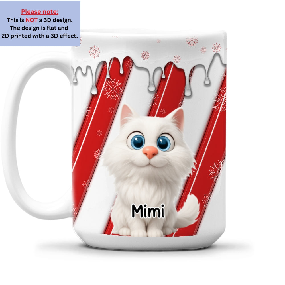 Custom Christmas Birthday Gifts For Cat Lovers • Candy Cartoon Cat - Personalized 3D Inflated Effect Coffee Mug