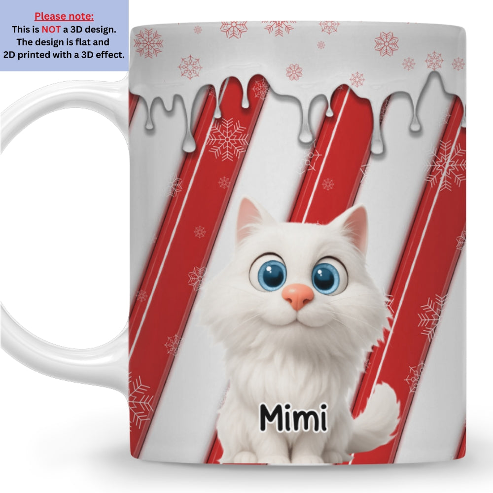 Custom Christmas Birthday Gifts For Cat Lovers • Candy Cartoon Cat - Personalized 3D Inflated Effect Coffee Mug