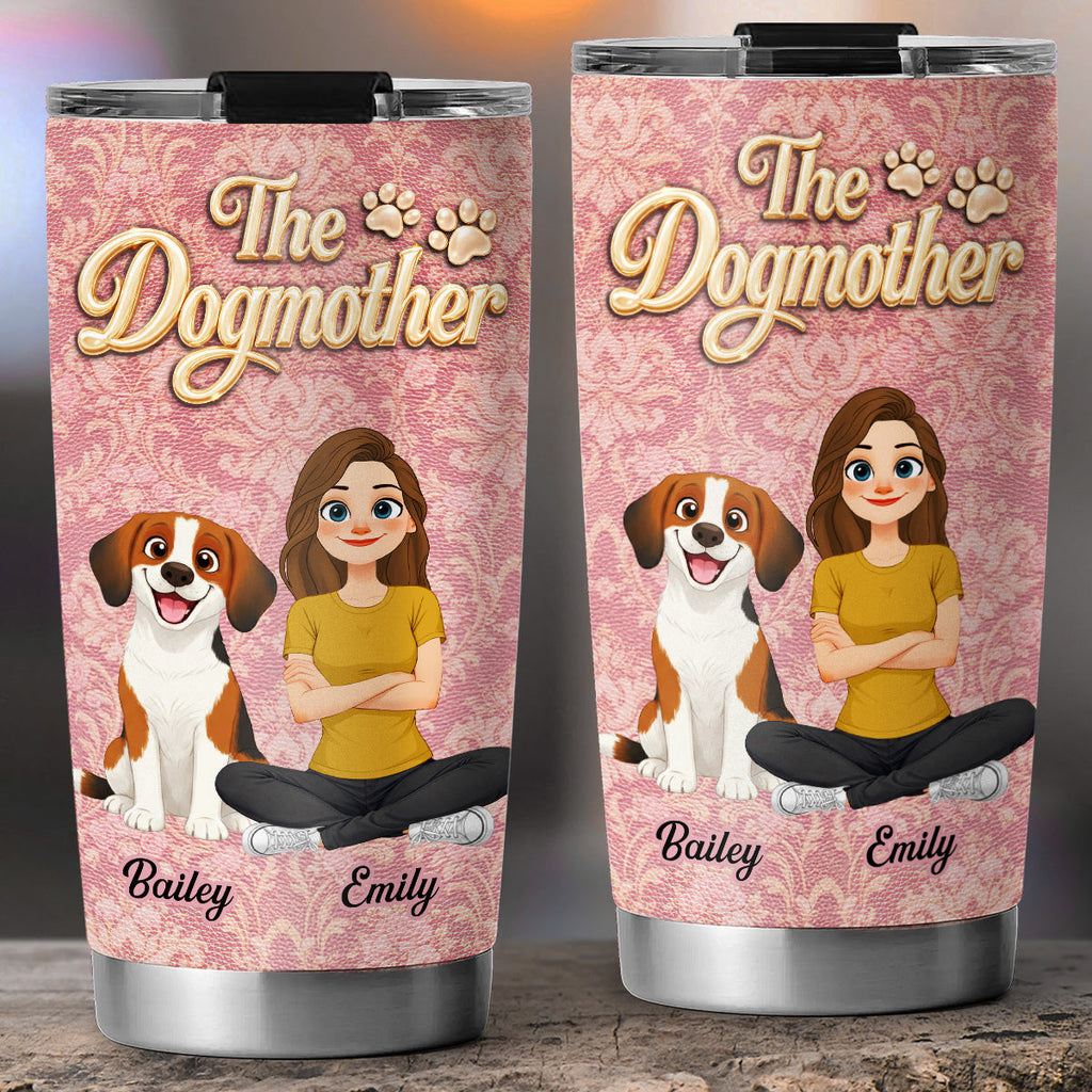 Custom Christmas Birthday Gifts For Dog Mom, Dog Lovers • Dog Mother Of The Year - Personalized 3D Effect Tumbler