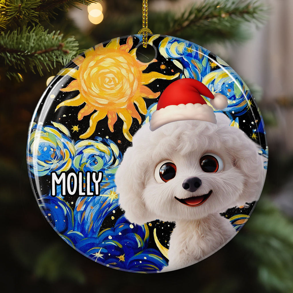 Custom Christmas Decor Home Birthday Gifts For Dog Lovers • Holy Night - Personalized Ceramic Ornament