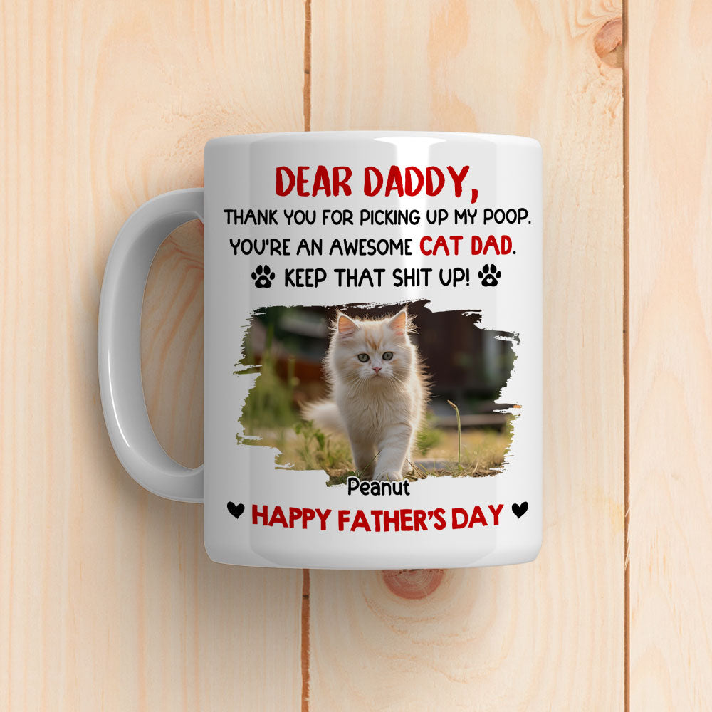 Custom Photo Father's day Birthday Gifts For Cat Dad, Cat Lovers • Awesome Cat Dad Photo - Personalized Coffee Mug