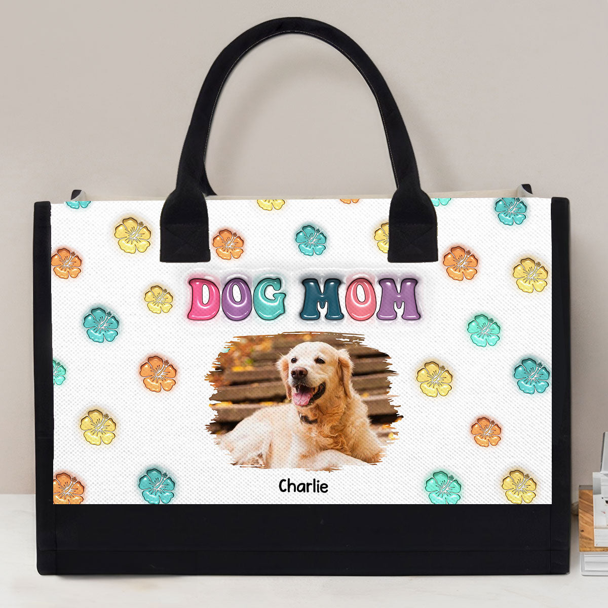 Dog Mom Summer Photo - Personalized Canvas Tote Bag
