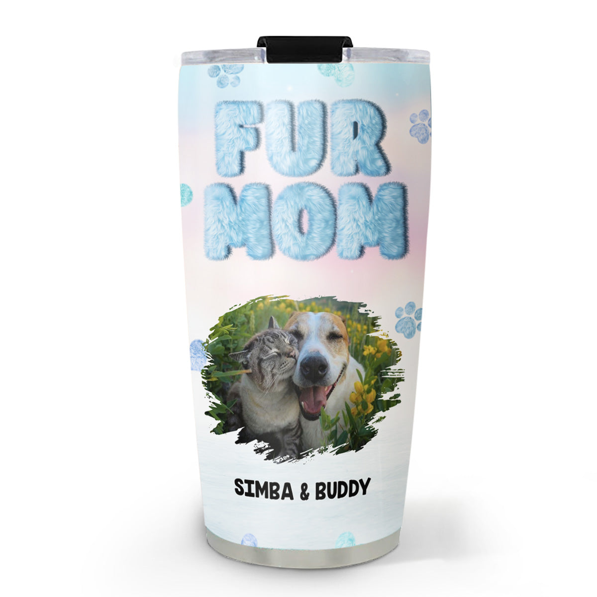 Custom Photo Christmas Birthday Gifts For Pet Mom, Pet Lovers • Fluffy Fur Mom Photo - Personalized Tumbler