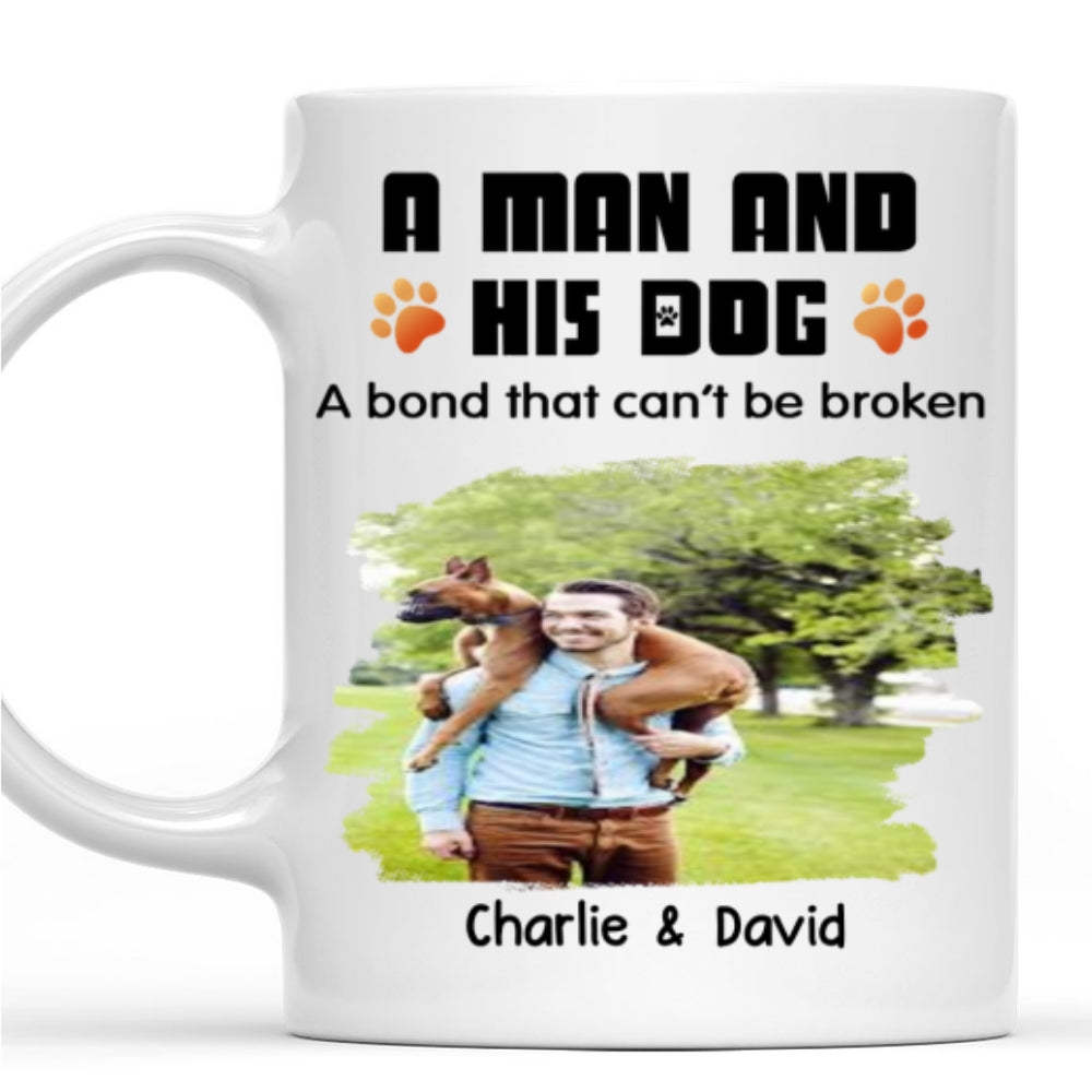 Custom Photo Christmas Birthday Gifts For Dog Lovers • Human And Their Dog Cartoon Christmas Ver White Photo - Personalized Coffee Mug