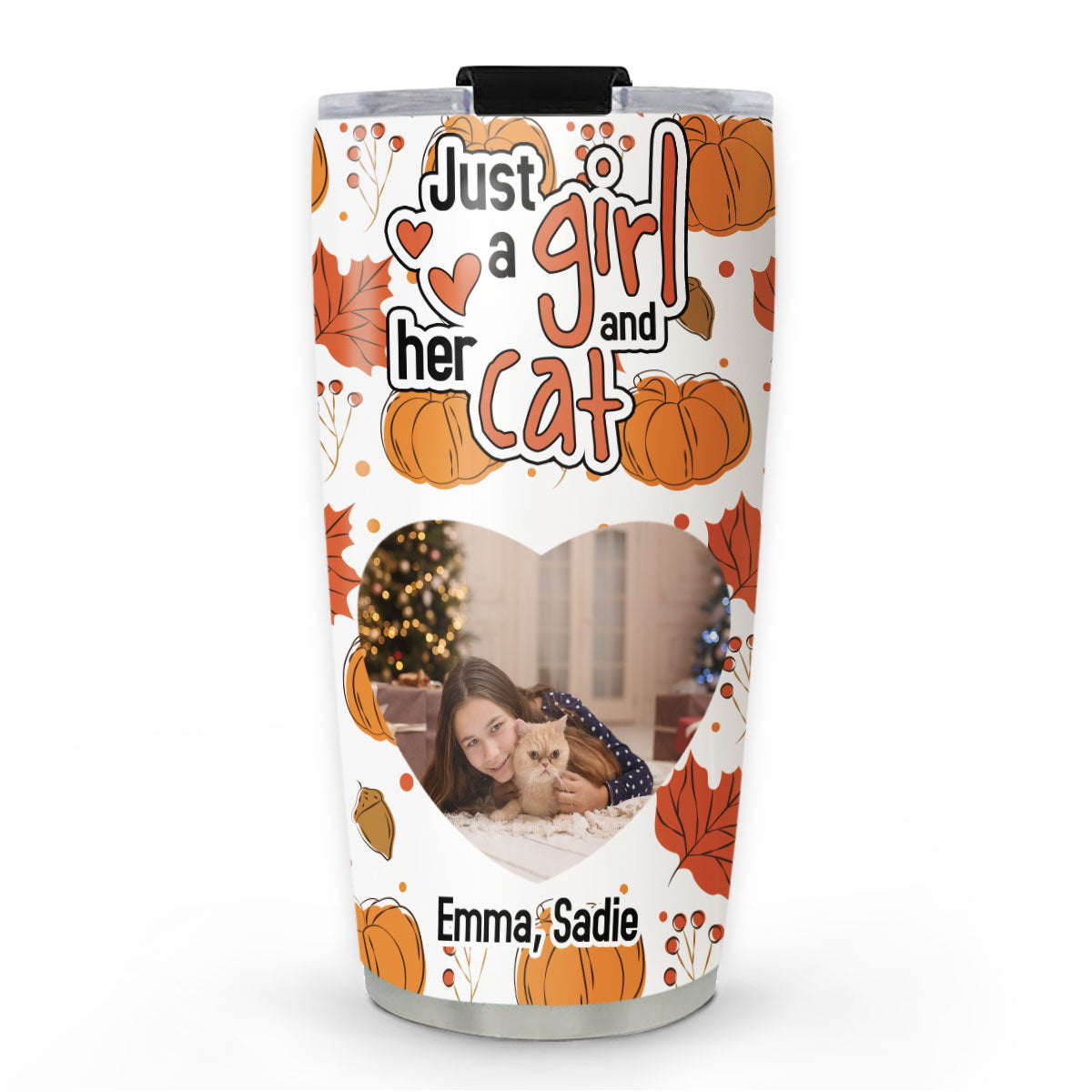 Custom Photo Christmas Birthday Gifts For Cat Mom, Cat Lovers • Falling For Cats Photo - Personalized Tumbler
