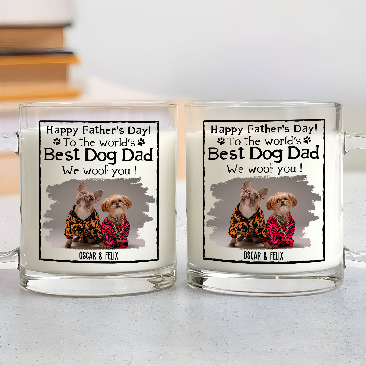 Custom Photo Father's day Birthday Gifts For Dog Dad, Dog Lovers • Happy Dog Dad Mum Photo - Personalized Glass Mug
