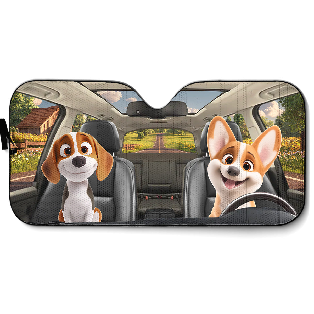 Dog Drives Car - Personalized Car Sunshade