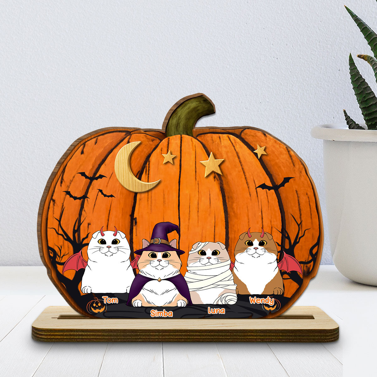 We Like Pumpkins - Personalized 2-Layer Wood Plaque With Flat Base