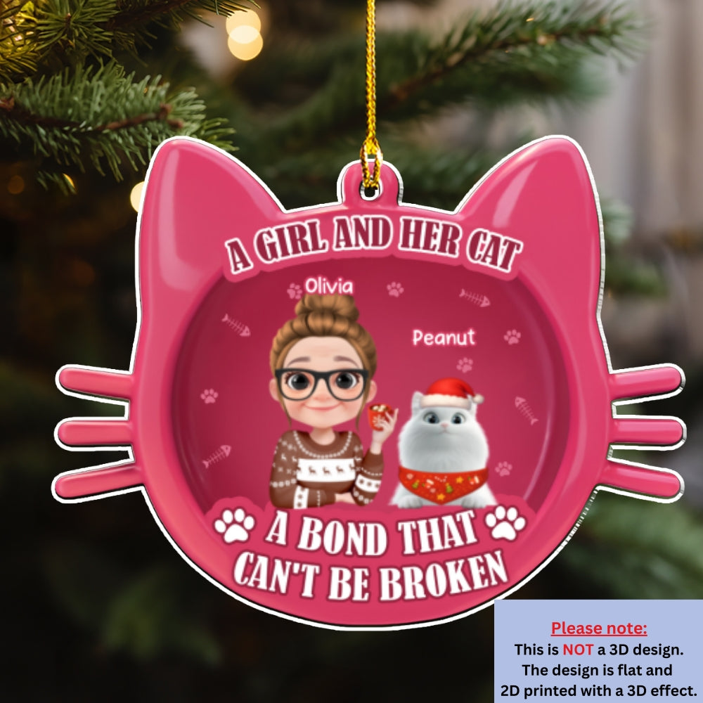 Custom Christmas Decor Home Birthday Gifts For Cat Mom, Cat Lovers • Baby Cat Girlie - Personalized 3D Effect Acrylic Ornament