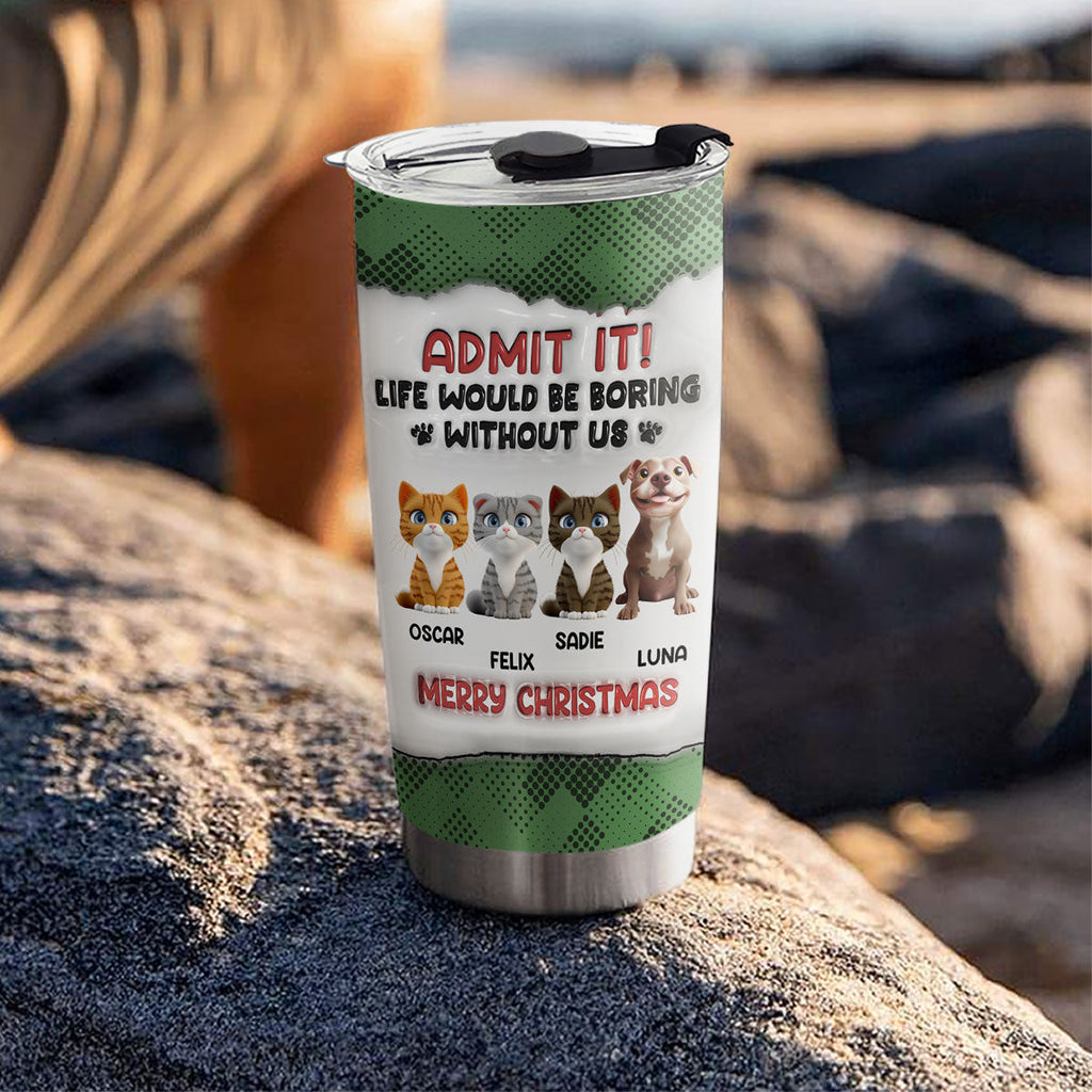 Custom Christmas Birthday Gifts For Pet Lovers • Christmas Dad Mom - Personalized 3D Inflated Effect Tumbler