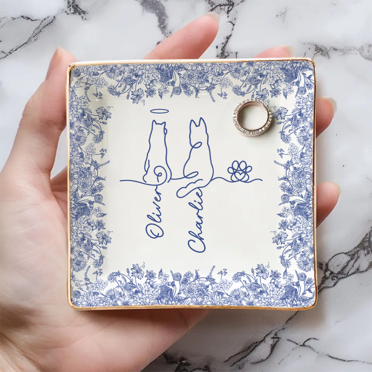Love Dog Line Art - Personalized Jewelry Dish