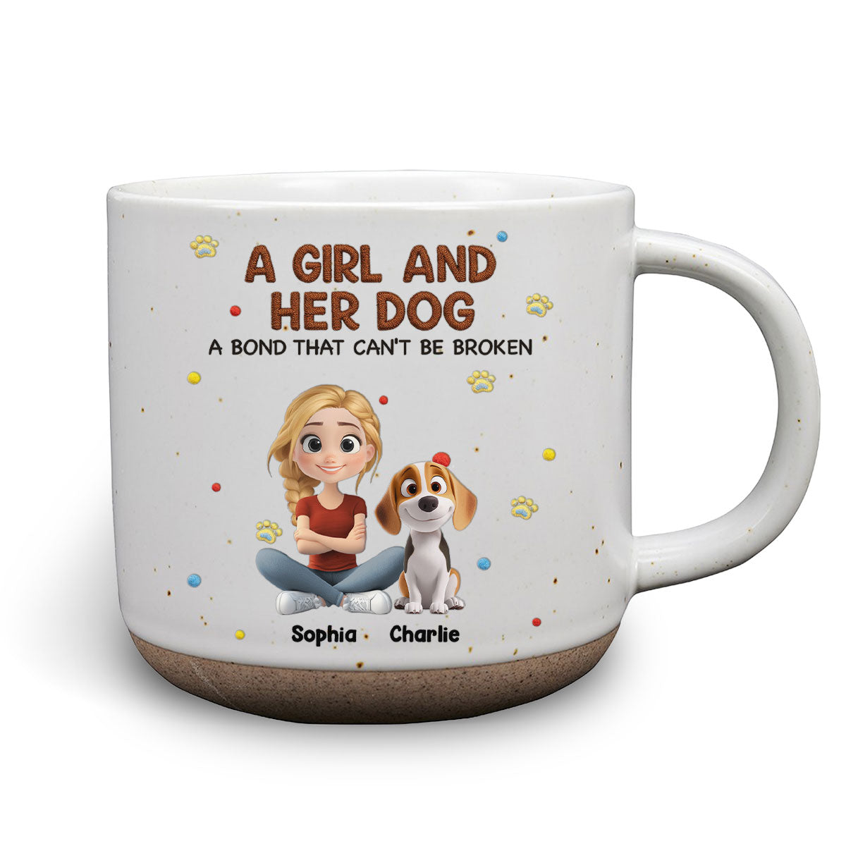 Custom Christmas Birthday Gifts For Dog Mom, Dog Lovers • Stuffy Girl And Her Lovely Dogs - Personalized Pottery Mug