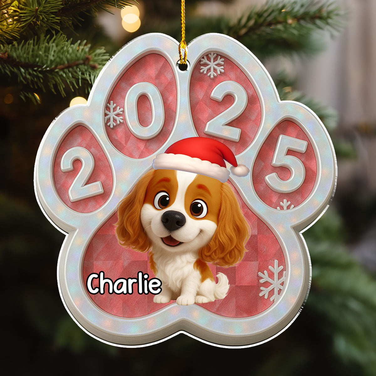 Custom Christmas Decor Home Birthday Gifts For Dog Lovers • Funny Dog With His Christmas - Personalized Acrylic Ornament