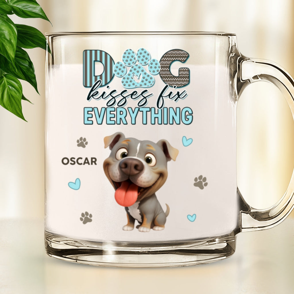 Custom Christmas Birthday Gifts For Dog Lovers • Dog Kisses Above All - Personalized Glass Mug