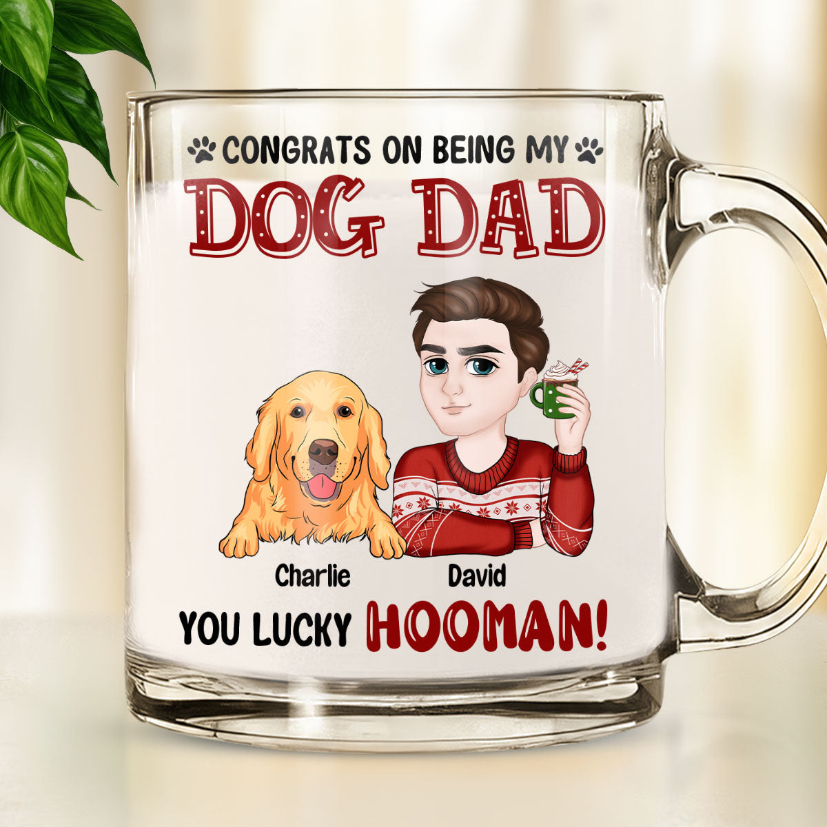 Custom Christmas Birthday Gifts For Dog Lovers • Congrats On Being My Dog Mom Dad - Personalized Glass Mug