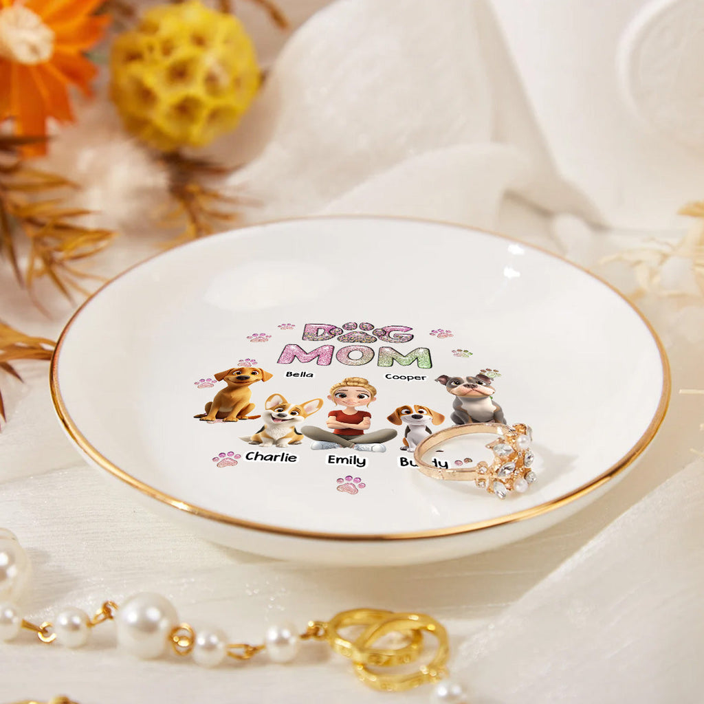 Dog Mom Lovely Chibi - Personalized Jewelry Dish