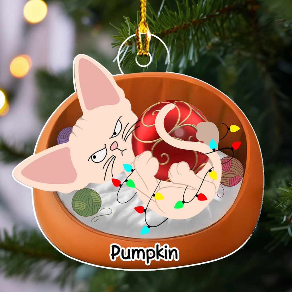Custom Christmas Decor Home Birthday Gifts For Cat Lovers • Lovely Swinging Cat - Personalized Acrylic Ornament