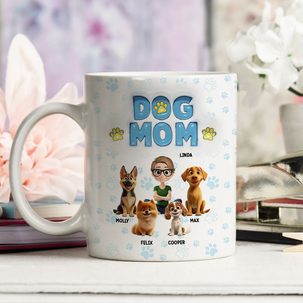 Custom Christmas Birthday Gifts For Dog Lovers • Lovely Mom Of Rotten Dogs - Personalized 3D Inflated Effect Mug